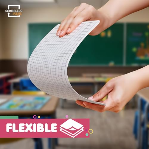 SCRIBBLEDO Grid Dry Erase Sheets 9”x12” Math Practice Small White Board Sheets Math Manipulatives Quad Graph Whiteboard Sheets Math Supplies Homeschool Teacher Students Classroom Pack of 10 - color: Large Grids