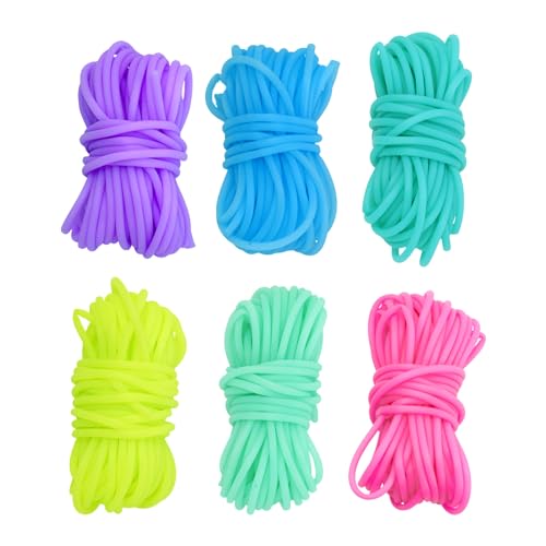 Beadthoven 32Yards Mix Color Hollow Pipe Rubber Tubing Cords 2mm Rubber Tube Knitting Barber Cord Set for Stitch Savers, Silicone Tube Pipes for DIY Bracelet Necklace Beading Jewelry Making 1mm Hole - color: 0multicolor, size: 2mm
