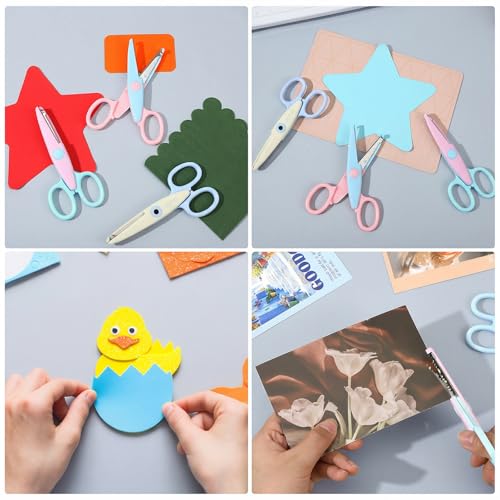3-Pack Decorative Edge Scissors, Zigzag & Wavy for Scrapbooking | stainless steel blades,comfortable non-slip handles.Perfect for scrapbooking, classroom projects,DIY cards,and kids' crafts
