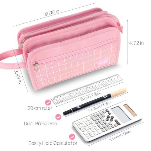 Sooez Large Pencil Case, Pencil Pouch, Pencil Bag, Pencil Box, Pure Purple | Ample Storage, Durable Canvas, Smooth Zippers, Portable Handle, Cute Stationery Organizer, Makeup Bag, School Supplies, Girls - color: Pure Purple