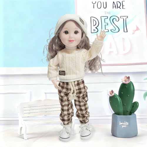 12 Inch BJD Fashion Girl Doll, 15 Movable Joints, Exquisite Hair and Trendy Casual Outfits (Casual wear-Beige) - color: Beige