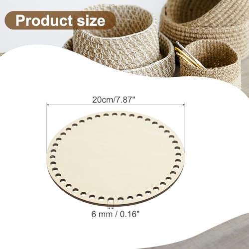PATIKIL Basket Wood Bottom 8" x 8", Round Natural Wood Base Crochet Bag Shaper for DIY Basket Bag Craft Knitting Making Weaving Supplies, Wooden (Hole: 6mm) - size: 8" x 8"