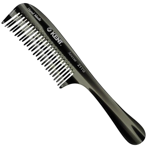 Kent 21T Black Graphite Large Detangling Comb, Wide Teeth for Thick Curly Wavy Hair. Long Hair Detangler Comb For Wet and Dry. Handmade of Quality Cellulose, Saw-Cut Hand Polished, Made in England - color: Graphite, size: 1 Pack