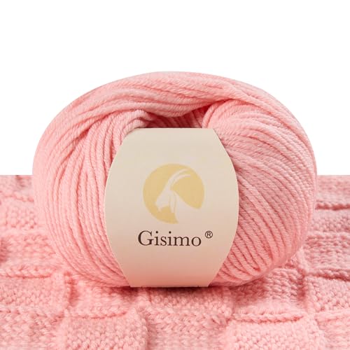 100% Merino Wool Yarn, 6-Ply Luxurious and Soft Yarn for Hand Knitting & Crocheting, 1.76 OZ/50g, 127 yds/116 Meters(Baby Pink, 1 Ball) - color: Baby Pink, size: 1 ball