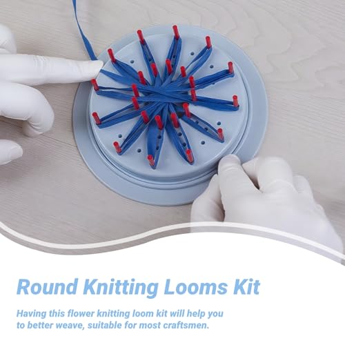 Flower Knitting Loom Kit, Round Knitting Looms Kit Flower Knitting Loom Maker Flower Maker Weaver Tool Set Circular Knitting Loom for DIY Wool Yarn Knitting Craft