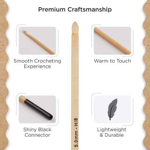 Knitter’s Pride Bamboo Luxe Afghan/Tunisian Crochet Hook - US H(5mm) - size: 5.00mm