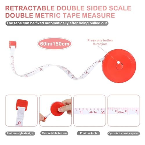 12 | 24 | 36 | 120 Pack Tape Measure,12 Colors Soft Retractable Measuring Tape 60-Inch/150cm, for Body Measuring Tailor Cloth Home Craft Measurements (12 Pack)