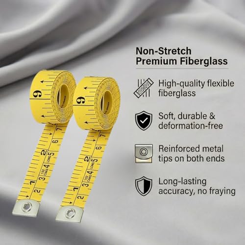 Soft Measuring Tape 2 Pack – 60 Inch / 150 cm Dual-Sided Body Tape Measure for Sewing, Tailoring, Weight Loss & Body Measurement – Flexible Inch & cm (Yellow) - color: Yellow / 2 Pack