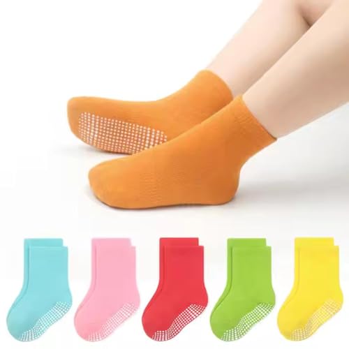 COUVER Baby Non Slip Grip Ankle Socks with Non Skid Soles for Infants Toddlers Kids Boys Girls - color: Girls Plain, size: 1-3T