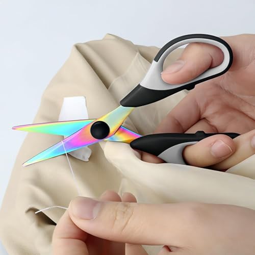 Titanium Coating Sewing Scissors Bundle, Professional Fabric Scissors Set, Ultra-Sharp Stainless Steel Blades, Ergonomic Handle, Great for Tailor, Embroidery, Craft (Colored) - color: Colored
