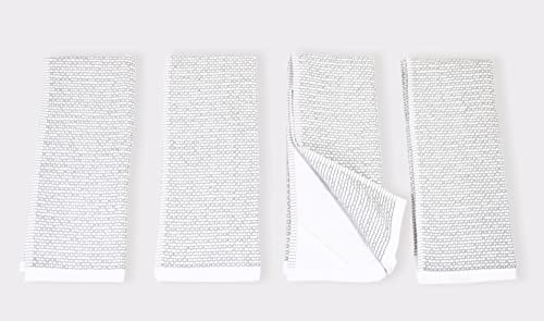 Realm 17" x 27" 100% Cotton Kitchen Towel (4 Pack) | Dobby Textured Pebble Grey | Soft, Plush & Absorbent with Solid White Backing - color: Pebble Grey, style: Dobby Kitchen Towel