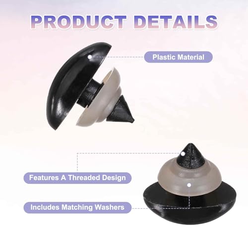 MECCANIXITY 100set 15mm Large Plastic Triangle Safety Noses Black with Washer for Crochet Stuffed Animal Doll Craft Puppet Plush Toy Bear - color: Black, size: 15mm