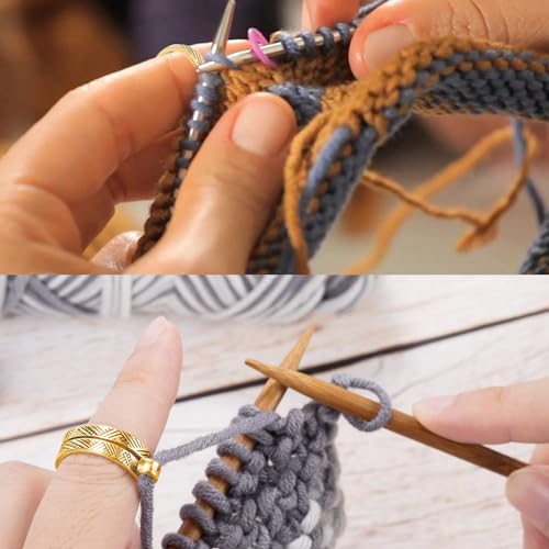 Ubuymart Crochet Ring 5 Pack Knitting Crochet Ring for Finger, with 50pcs(Color Ship Randomly) Knitting Crochet Locking Stitch Markers, Adjustable Crochet Stuff Ring Crochet Accessories- Multicolor - color: Multi-color, size: 5PCS