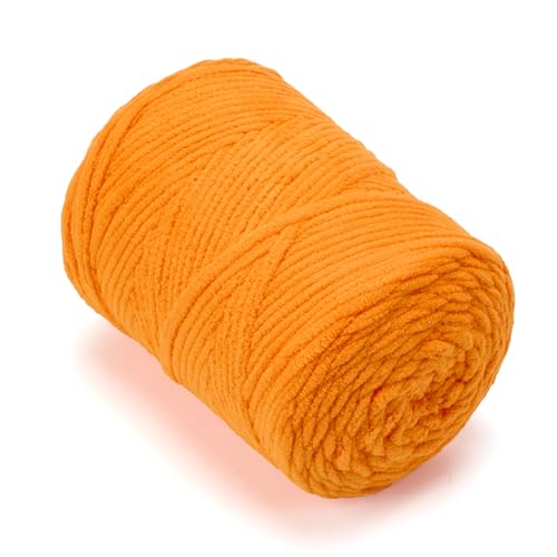 Chunky Chenille Yarn #6 Super Bulky Soft Fluffy Crochet | Easy care & beginner-friendly. Choose 0.66lb or 1.76lb. Perfect for blankets, hats, scarves, home decor. Machine washable. - color: Orange, size: 0.66LB/215yds