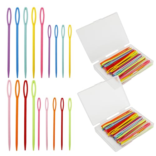 100 Pcs 2.7" & 3.5" Large Eye Plastic Sewing Needles, Yarn Needles, Tapestry Needle Weaving Darning Needles Safety Plastic Lacing Needles Crochet Accessories for DIY Beginner Sewing Handmade Crafts