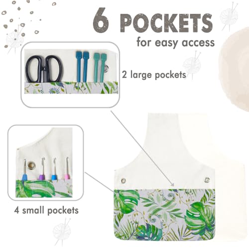 TOGETRUE Yarn Bag, Knitting Crochet Tote Bag, Yarn Storage Bag Organizer | Lightweight, Portable - color: Green Leaves, size: Small