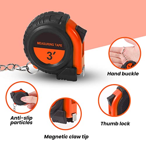 Xuhal 50 Pcs Mini Tape Measure Keychain Bulk, 3ft Retractable Favors, Orange - color: Orange