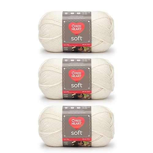 Red Heart Soft Yarn for Crocheting and Knitting, Off White, 3-Pack - color: Off White, size: 3 Pack