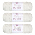 3 Skein La Mia Baby 50% Cotton Total 10.5 Oz Each 3.5 oz (100 g) / 218yd (200m), Medium, Worsted, Super Soft Yarn, Best for Baby and Amigurumi, Light Cream - L050 - color: Light Cream - L050