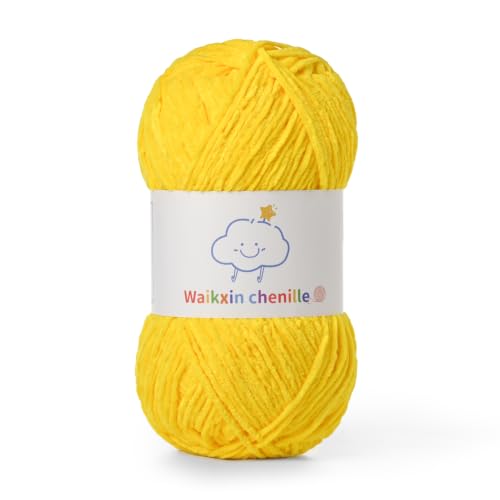 Skinny Chenille Yarn for Crocheting,Baby Yarn for Crocheting Soft,3.5 oz/218.7 yds Fingering Weight Velvet Yarn,Fluffy Amigurumi Yarn for Baby Blankets/Clothes&Crafts(Golden Yellow) - color: Golden Yellow