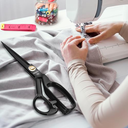 Fabric Scissors Professional, 10" Heavy Duty Sewing Scissor for Fabric Cutting, Tailor Sharp Sewing Shears for Cutting Leather craft Home Office Students Artists Dressmakers - size: 10 inch