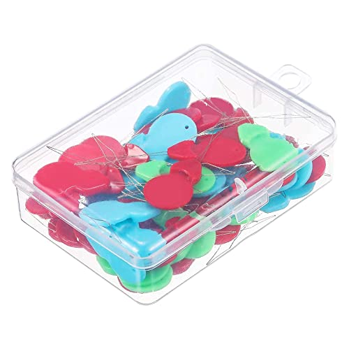 TecUnite 50 Pcs Gourd Shaped Needle Threader for Hand Sewing with Clear Box | Plastic Wire Loop DIY Needle Threader, Hand Machine Sewing Tool, Embroidery Craft Needle Threader, 3 Colors, Travel Use