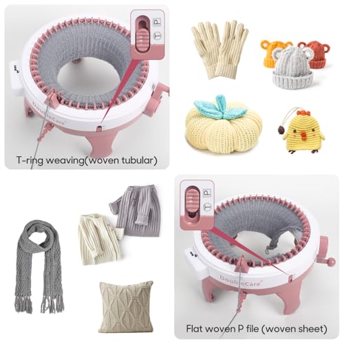 Knitting Machine 48 Needles,Smart Loom Knitting Machine with Row Counter | Knitting Board Rotating Double Knit Loom Machine for 𝐀𝐝𝐮𝐥𝐭𝐬 Gift,DIY Knit Scarf Hat Sock(with Wool) - size: 48BNeedles