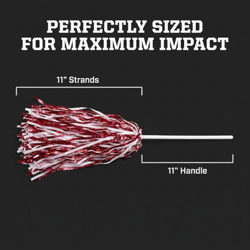 Metallic Maroon and White Foil Textured School Spirit Shakers- Pack of 10 | Anderson's Metallic Pom Pom, For Cheerleader, Football, Basketball, Homecoming, Team Party, Dance Performance, Celebration - color: Maroon and White