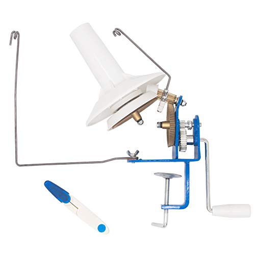 LAMXD Large Capacity Yarn Winder - 10-Ounce, Jumbo Metal Yarn Ball Winder with Thread Cutter Scissors, Blue and White - size: Large Ball Winder