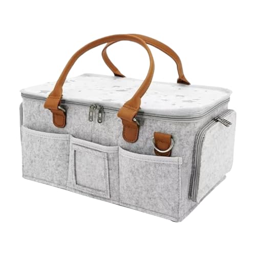 Portable Felt Storage Box with Zipper Lid Multi-compartment Caddy Organizer with Pockets 15 * 10 * 7 Inches