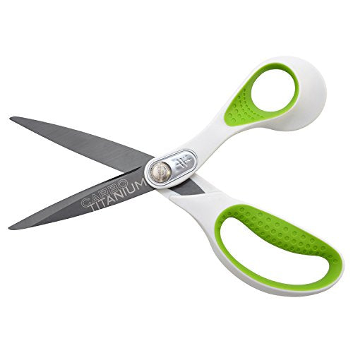 Westcott 16935 8-Inch Heavy-Duty Lefty Carbo-Titanium Scissors For Office and Home, Straight (16935) - color: White/Green