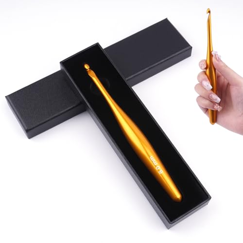 BsHooker 6mm Inline Crochet Hook Ergonomic Aluminum Crochet Hook with Case | Crochet Needles for Arthritic Hands,Crcohet Gift for Beginner - size: 6mm