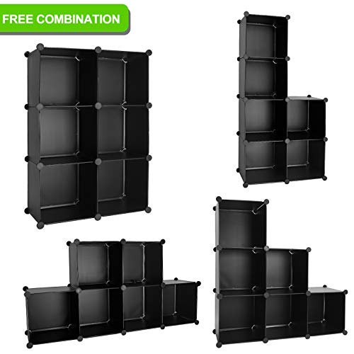 Cube Storage Organizer, 6-Cube DIY Plastic Closet Cabinet Modular Bookcase, Storage Shelves for Bedroom Living Room, Office, Black - color: Black, size: 6 Cubes