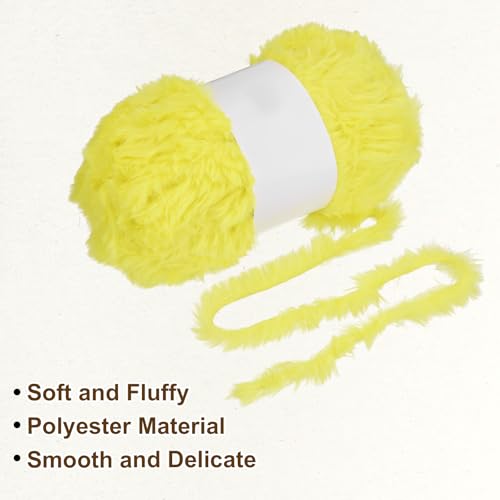 PATIKIL 65 Yards Soft Chunky Fluffy Fuzzy Faux Fur Yarn, 2 Skeins Chunky Fuzzy Yarn Fur Polyester for Crochet Knitting Blankets Scarves Sweaters Hat Shawls, Bright Yellow - color: Bright Yellow