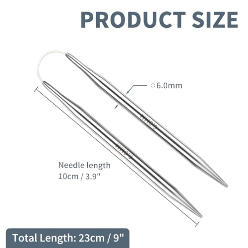 US10/6.0mm9-inchFlexibleCircular DoublePointed Knitting Needles,3-PieceSet | Perfect for knitting socks, stuffed animals, fingerless gloves, coasters, and other small, delicate knitting projects - size: 6.0MM