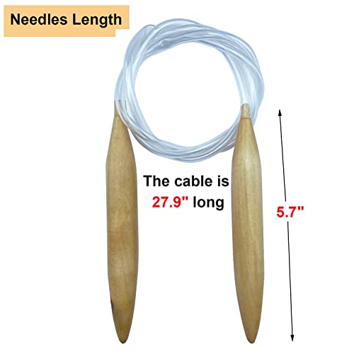 Mdoker Wooden Circular Knitting Needles 40-inch Length Jumbo Cicular Knitting Needle for Giant Chunky Yarn Carpet Scarf Bulky Wool Roving Weaving,US Size 36(20mm) - size: US 36 (20mm), 40 Inches