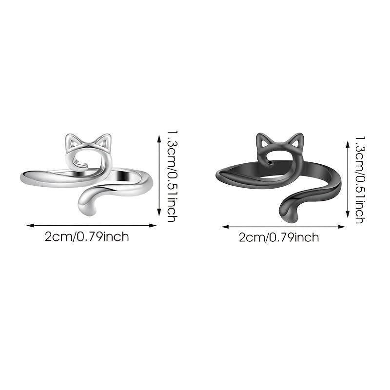 2pcs Adjustable Finger Holder - Knitting Crochet Loop Ring Yarn Guide Thimble - Faster Sewing Tools for Crocheters (2Pcs Black Cat) - color: 2Pcs Black Cat