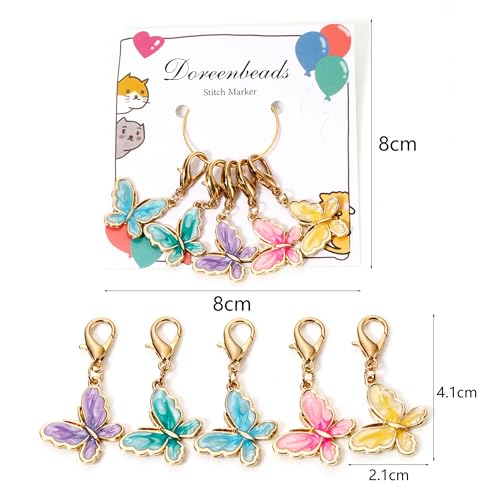 DoreenBeads Stitch Markers for Crocheting and Knitting | Alloy Enamel Crochet Marker Crochet Gifts for Knitting Weaving Sewing Accessories Quilting Jewelry Making - color: Butterflies