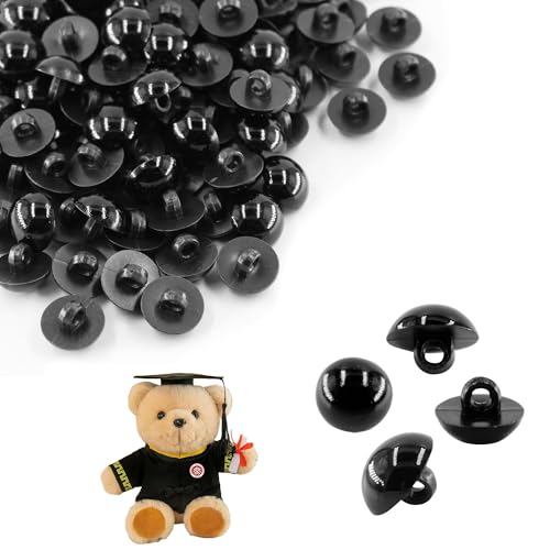 150PCS 0.49Inch Black DIY Mushroom Eyes Button, Round Plastic Safety Eyes Button Sewing Craft Eyes for Bear Crochet Puppet Plush Stuffed Animals Doll Making - size: 0.49inch/12.5mm