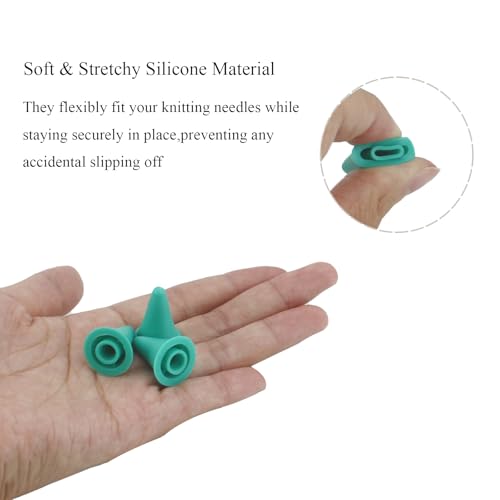 8pcs Knitting Needle Stoppers, Green Large Silicone Knitting Needle Point Protector Needle Tip Cap Stitch Stopper Protector Cover Knitting Accessories Supplies for Knitting Needle, SATONBEYI - color: Green, size: Silicone-Large-8P