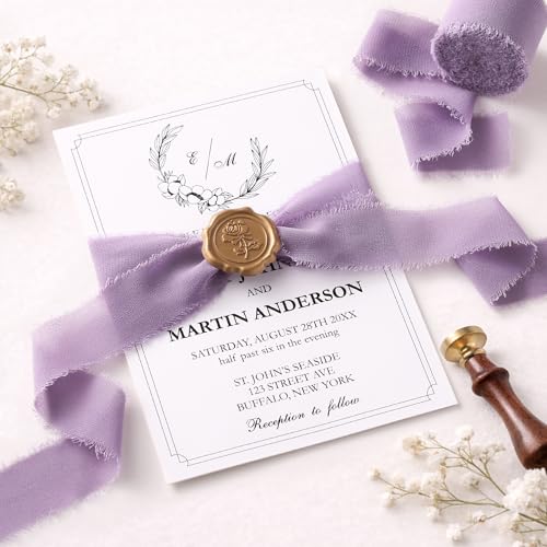 DORIS HOME Handmade Fringe Chiffon Ribbon 1" x 21Yd Pastle Purple | Fabric Ribbon, For Flower Bouquet/Gift Wrapping/Wedding Invitations/Party Decorations - color: Pastle Purple