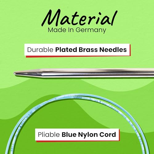skacel by addi Turbo Circular Knitting Needles, Fixed 24 Inch (60 cm) Plated Brass Tips with Flexible Nylon Cord, 4.5 mm (US Size 7) - size: 4.50 mm