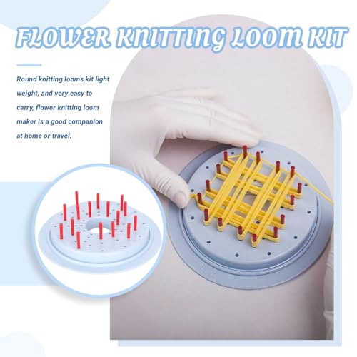 Flower Knitting Loom Kit, Round Knitting Looms Kit Flower Knitting Loom Maker Flower Maker Weaver Tool Set Circular Knitting Loom for DIY Wool Yarn Knitting Craft
