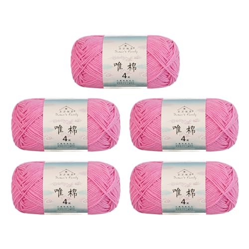 Susan's Family Combed Cotton 4 ply Yarn 5x50g-5Packs-38#Pink Carnation | 5skein pack balance 60cotton40acrylic blend Fingering Yarn Soft breathable durable crochet and knit baby blanket cardigan toy - color: 38#Pink Carnation