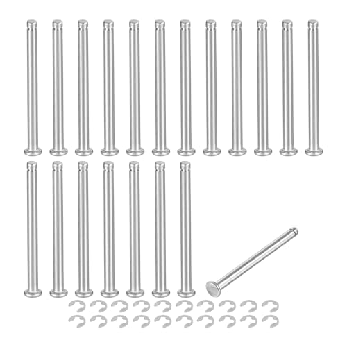 uxcell 20Set M4x50mm 304 Stainless Steel Cylindrical Shaft Snap Ring Locating Pin, Flat Head Grooved Hinge Cylinder Position Pin with E Clip Retaining Ring, Silver - size: M4x50mm