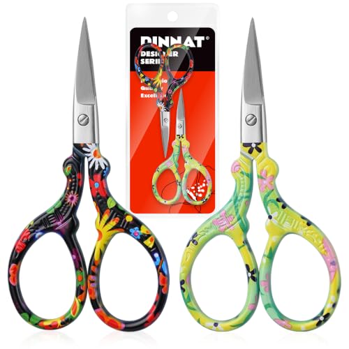 2PCS Sewing Embroidery Scissors, 3.6 Inches Sharp Stainless Steel Crochet Scissor Craft Scissors for Cross Stitch Supplies, Crochet Accessories, Paper Cutting,Threading & Needlework DIY(Black+Green) - color: Black+green