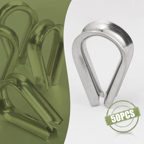 M6 Wire Rope Thimble, 304 Stainless Steel Thimble for 7/32-1/4 Inch Diameter Wire Rope, 50 Pieces - size: M6