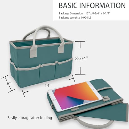 Cupohus Art Organizer Craft Storage Tote Bag with Multiple Pockets (Green) | Portable Supply Storage Tote for Scrapbooking, Journal, Sewing, Oxford Fabric Carrying Caddy for Teacher, Officer, Artis - color: Light Grey, size: Normal