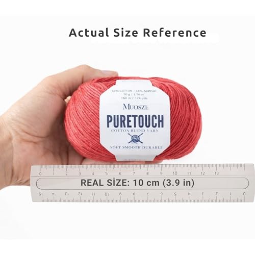 PureTouch Cotton Blend Yarn, Soft & Durable Crochet Yarn for Knitting & Amigurumi, 174 Yards, 50g, 55% Cotton 45% Acrylic (Taupe Beige, 4 SKEINS) - color: Taupe Beige, size: 4 SKEINS
