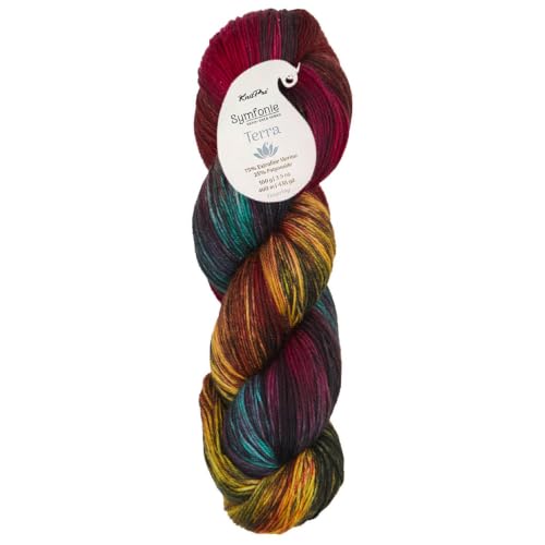 KnitPro Symfonie Fingering Weight Merino Wool Yarn 100g, Harvest Vine | 75% Extrafine Merino & 25% Polyamide, 438yds, OEKO-TEX Certified, Superwash, Colorfast, #1 Yarn Skein for Knitting & Crochet - color: Harvest Vine